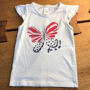Gymboree girls Red whit blue butterfly t shirt 5